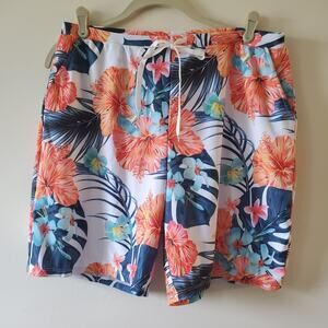 Patpat Swim Shorts Mens Tropical Floral Pattern Stretch Size Large NWT